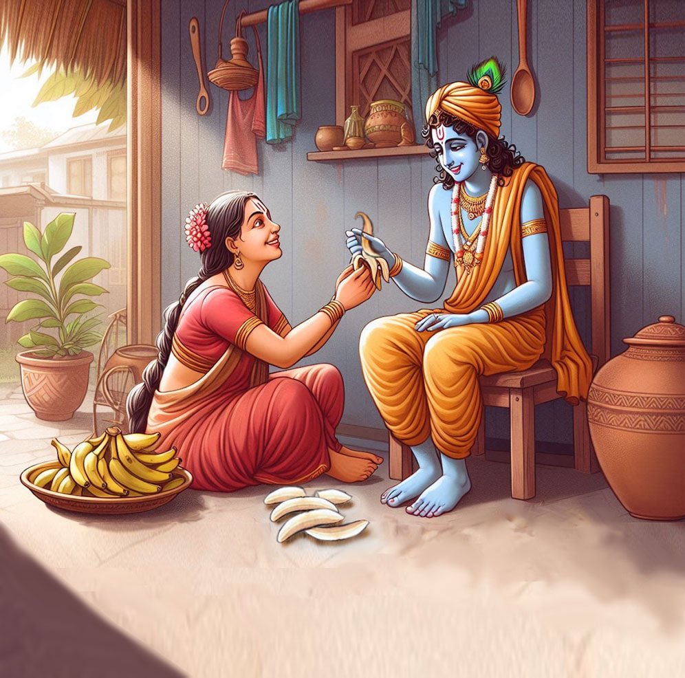 Shri Krishna eating banana peels